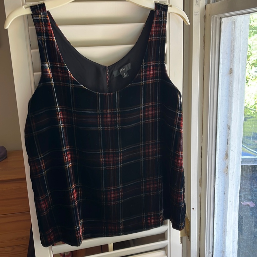 J. Crew Velvet Tank Top in Stewart Tartan Plaid. Size 2.